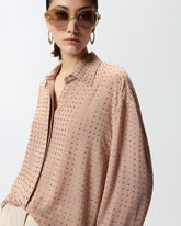 Bluse aus Georgette mit Strass - Taubengrau | Pinko