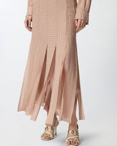 Gonna midi con frange e strass - Tortora | Pinko