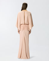 Long dress with draping and lace - | Pinko