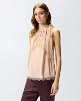 Top con scollo all'americana e pizzo - | Pinko