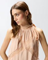 Top con scollo all'americana e pizzo - | Pinko