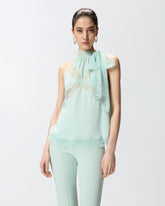 Top con scollo all'americana e pizzo - | Pinko