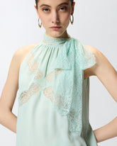 Top à encolure américaine et dentelle - | Pinko