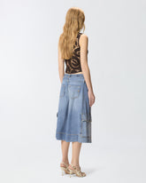 Denim utility Bermuda shorts with belt - | Pinko