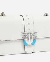 Sac porté épaule moyen Love Bag One en cuir avec boucle turquoise - Blanc | Pinko