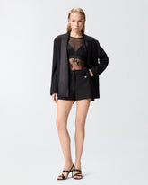 Tulle and lace knit bodysuit - | Pinko