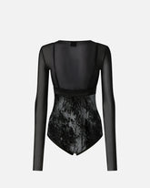 Tulle and lace knit bodysuit - | Pinko