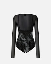 Tulle and lace knit bodysuit - | Pinko