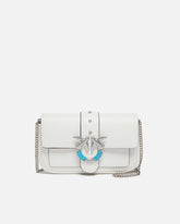 Borsa a spalla Mini Love Bag One Pocket in pelle con fibbia turchese - | Pinko