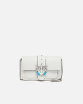 Borsa a spalla Mini Love Bag One Pocket in pelle con fibbia turchese - Bianco | Pinko