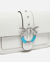 Borsa a spalla Mini Love Bag One Pocket in pelle con fibbia turchese - Bianco | Pinko