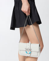 Mini Love Bag One Pocket shoulder bag in leather with turquoise buckle - | Pinko