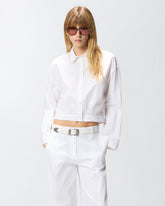 Cropped shirt with jewel collar - | Pinko