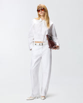 Cropped shirt with jewel collar - | Pinko