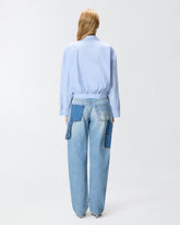 Chemise cropped à rayures et col bijou - | Pinko