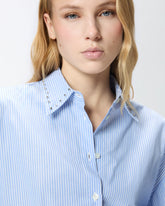 Chemise cropped à rayures et col bijou - | Pinko