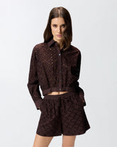 Cropped shirt with broderie anglaise - | Pinko