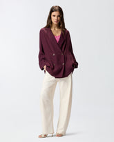 Double-breasted jacket with tie motif - | Pinko