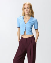 Jacquard polo cropped cardigan - | Pinko