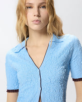 Jacquard polo cropped cardigan - | Pinko