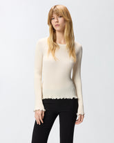 Jersey de canalé con bordes enjoyados - | Pinko