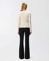 Jersey de canalé con bordes enjoyados - | Pinko