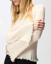 Jersey de canalé con bordes enjoyados - | Pinko