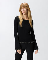 Maglia a costine con bordi gioiello - | Pinko