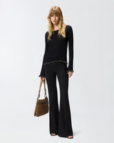 Maglia a costine con bordi gioiello - | Pinko