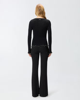 Maglia a costine con bordi gioiello - | Pinko