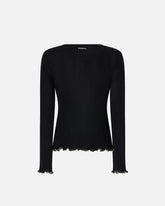 Maglia a costine con bordi gioiello - | Pinko
