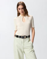 Ribbed sweater with jewel edges - | Pinko