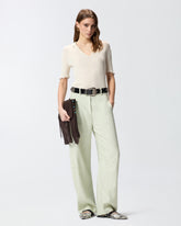 Ribbed sweater with jewel edges - | Pinko