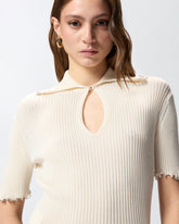 Gerippter Pullover mit Schmuckrändern - | Pinko