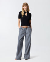T-shirt côtelé à bords bijoux - | Pinko