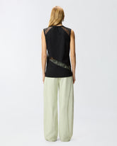 Top smanicato con dettagli in pizzo - | Pinko