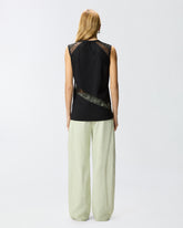 Top smanicato con dettagli in pizzo - | Pinko