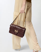 Sac porté épaule moyen Love Bag One en cuir et cuir nappa à chevrons et triple chaîne - | Pinko