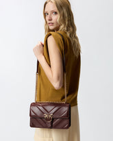 Sac porté épaule moyen Love Bag One en cuir et cuir nappa à chevrons et triple chaîne - | Pinko