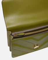 Sac porté épaule moyen Love Bag One en cuir et cuir nappa à chevrons et triple chaîne - Vert | Pinko