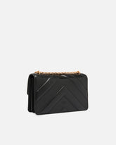 Love Bag One medium shoulder bag in chevron leather and nappa with triple chain - | Pinko