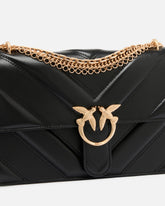 Mittlere Schultertasche Love Bag One aus Leder und Chevron-Nappaleder mit dreigliedriger Kette - Schwarz | Pinko