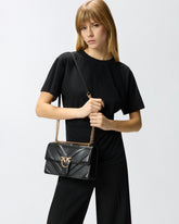 Mittlere Schultertasche Love Bag One aus Leder und Chevron-Nappaleder mit dreigliedriger Kette - Schwarz | Pinko