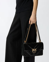 Sac porté épaule moyen Love Bag One en cuir et cuir nappa à chevrons et triple chaîne - | Pinko