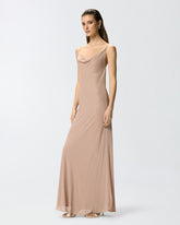 Langes Slipdress-Kleid mit Strass - Taubengrau | Pinko
