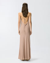 Langes Slipdress-Kleid mit Strass - Taubengrau | Pinko