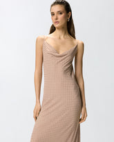 Langes Slipdress-Kleid mit Strass - Taubengrau | Pinko