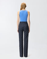 Top smanicato a costine con monogram - | Pinko