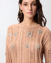 Openwork sweater with jewel details - | Pinko