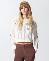 Openwork sweater with jewel details - | Pinko